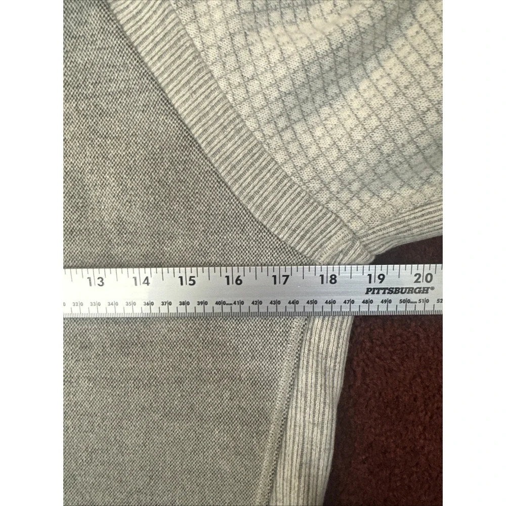 Prana Brandie Fleece Lined Wool Snap Collar Pullover Sweater Gray & Bone Woman M